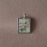 1 Fairy, Elf, Faeries, vintage children's book illustration up-cycled to soldered glass pendant