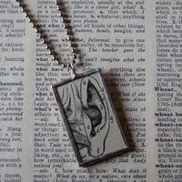 Human ear, vintage 1930s dictionary illustration, up-cycled to hand soldered glass pendant