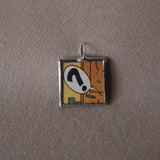1OH! Speech bubble, onomatopoeia, vintage comic book illustration, upcycled to soldered glass pendant