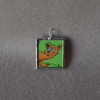 The Lorax, original illustrations from vintage book, up-cycled to soldered glass pendant
