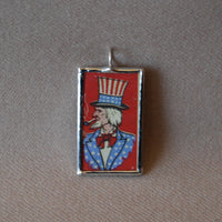 Uncle Sam, Tio Sam, vintage  illustration, hand-soldered glass pendant