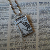 Vintage crow, raven, blackbirds, upcycled to soldered glass pendant