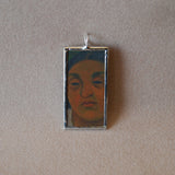 Flower Seller by Diego Rivera, upcycled to hand soldered glass pendant