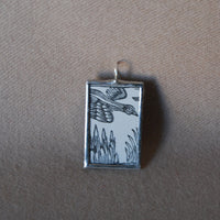 Vintage crow, raven, blackbirds, upcycled to soldered glass pendant