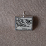 Gargoyle, vintage 1930s dictionary illustration, up-cycled to hand soldered glass pendant