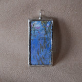 Claude Monet, Woman with Parasol, Waterlilies, upcycled to soldered glass pendant 