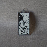 Astronomer, Sun and Stars, vintage children's book illustration up-cycled to soldered glass pendant