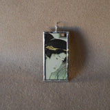 Japanese woodblock prints, Bridge, geisha, up-cycled to soldered glass pendant