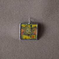 Dumbo the Flying Elephant, vintage illustrations, up-cycled to soldered glass pendant