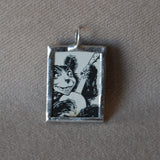 Bear with banjo, bunny rabbit, vintage children's book illustrations, up-cycled to soldered glass pendant