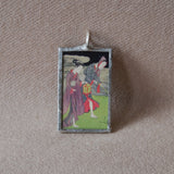 Japanese woodblock print, Geisha, up-cycled to soldered glass pendant