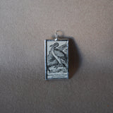 Vulture, vintage 1930s dictionary illustration, upcycled to soldered glass pendant