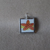 1 Starfish, original illustration from vintage Richard Scarry book, up-cycled to soldered glass pendant