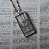 Diving Bell, vintage 1930s dictionary illustration, up-cycled to hand soldered glass pendant