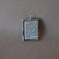 Butterfly chrysalis, caterpillar, vintage dictionary illustrations, up-cycled to soldered glass pendant