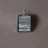 1 Cirrus, Cumulus clouds, vintage 1930s dictionary illustration, up-cycled to hand soldered glass pendant