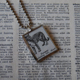 Cougar, vintage 1930s dictionary illustration, up-cycled to hand-soldered glass pendant