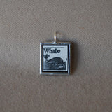 Whale, vintage illustration, upcycled to soldered glass pendant