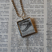 Snake fangs, vintage 1940s dictionary illustration, up-cycled to hand-soldered glass pendant