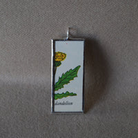 Dandelion, original illustrations from vintage Richard Scarry book, up-cycled to soldered glass pendant