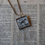 Nag horse, vintage illustration, upcycled to soldered glass pendant