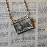 Vampire Bat, vintage 1940s dictionary illustration, up-cycled to hand-soldered glass pendant
