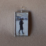Paris, A Rainy Day, Gustave Caillebotte, French impressionist painting, upcycled to soldered glass pendant
