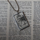 Rhynchophora beetle, vintage dictionary illustration, up-cycled to soldered glass pendant