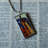 Rome, Italy, vintage travel poster images, upcycled hand soldered glass pendant