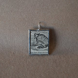 Pipa Toad, vintage 1940s dictionary illustration, up-cycled to hand-soldered glass pendant
