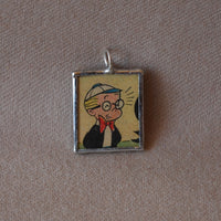 Little Dot comics, original vintage 1970s comic book illustrations, upcycled to soldered glass pendant
