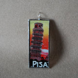 1Pisa, Italy vintage travel poster images, upcycled hand soldered glass pendant