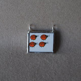 Rose, ladybugs, original illustration from vintage Richard Scarry book, up-cycled to soldered glass pendant