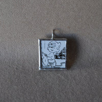 Dennis the Menace, comic book illustration, upcycled to soldered glass pendant