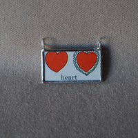 Heart, Daffodil, original illustration from vintage Richard Scarry book, up-cycled to soldered glass pendant