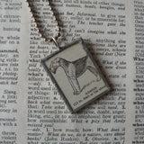 Airedale dog, vintage 1930s dictionary illustration, up-cycled to hand-soldered glass pendant