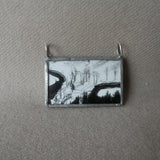 Ansel Adams photos, snowy scenes, upcycled to hand-soldered glass pendant