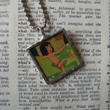 Mogli and Baloo, vintage illustrations, up-cycled to soldered glass pendant