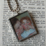 Mary Cassat, mother and daughter, Impressionist paintings, hand-soldered glass pendant