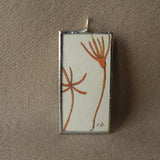 Flowering cactus, vintage botanical illustrations, hand-soldered glass pendant