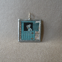 Dog, Old Mother Hubbard, vintage children's book illustration, soldered glass pendant, choice of necklace, bookmark, keychain, bag charm