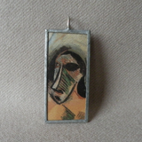 Pablo Picasso, Demoiselles D'Avignon, modern art painting, upcycled to soldered glass pendant