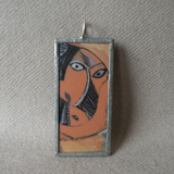 Pablo Picasso, Demoiselles D'Avignon, modern art painting, upcycled to soldered glass pendant
