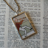 Fife player, vintage 1920s illustration, upcycled to soldered hand-soldered glass pendant 