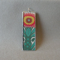 Drummer, musician, folk art painting, upcycled to soldered glass pendant