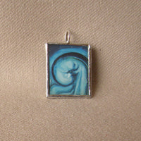 Georgia O'Keeffe stone, abstraction modern art, abstract painting, upcycled to hand-soldered glass pendant
