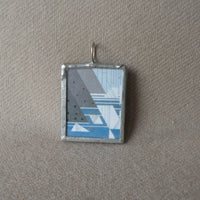 Charley Harper, seagull and glaciers, illustrations up-cycled to 2-sided, soldered glass pendant