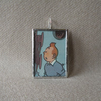 Tintin, original vintage 1960s book illustrations, upcycled to soldered glass pendant