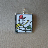 Green Eggs and Ham, vintage children's book illustration, upcycled to soldered glass pendant