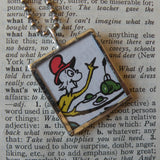 Green Eggs and Ham, vintage children's book illustration, upcycled to soldered glass pendant